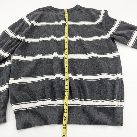 Tommy Hilfiger 100% Cotton Gray Striped V-Neck Pullover Sweater Size Medium - Picture 6 of 6